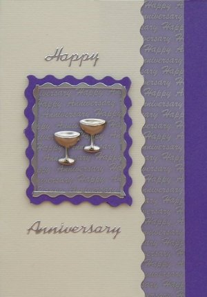 Purple goblets (Handmade Wedding Anniversary Cards)